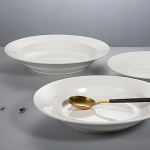 custom logo round hotel restaurant porcelain ceramic dinnerware dishes dinner deep plates