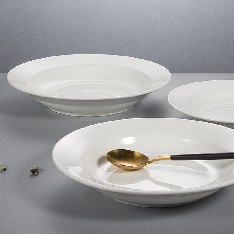custom logo round hotel restaurant porcelain ceramic dinnerware dishes dinner deep plates