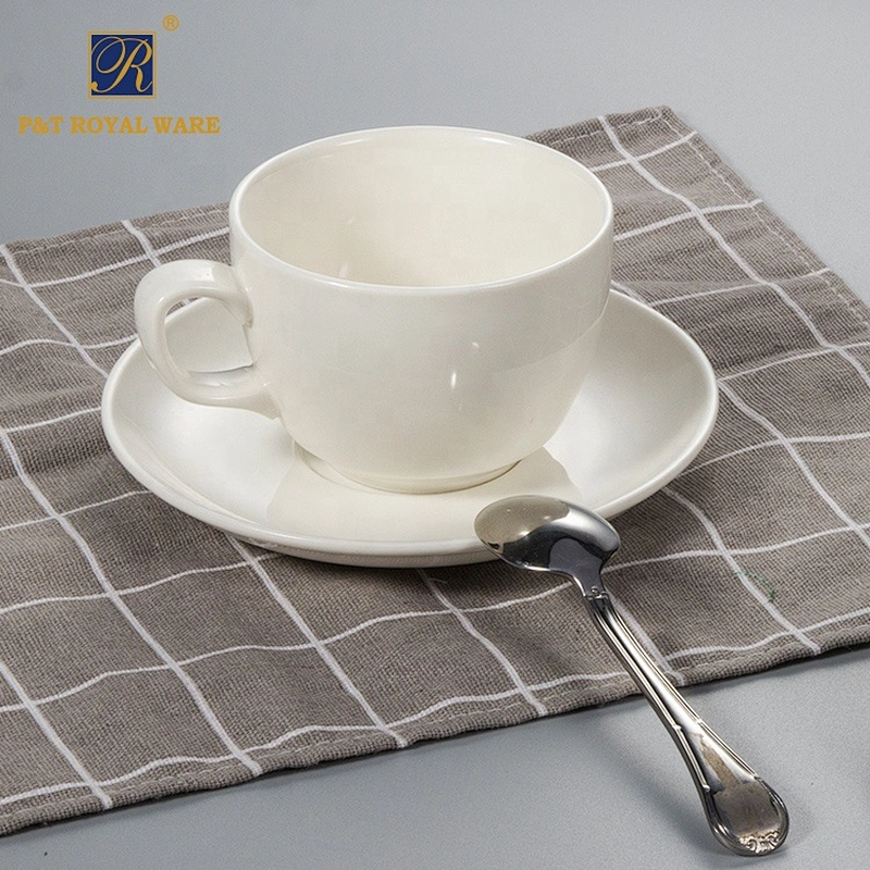 Custom logo white 240ml ceramic coffee mug cup