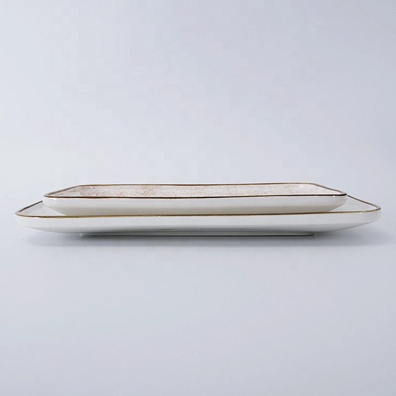 Nordic Restaurant Porcelain Flat Rectangular Ceramic Plates for Dessert Fruit Sushi