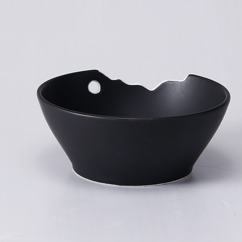 fashion style good quality classical matte black deep noodle ceramic bowl