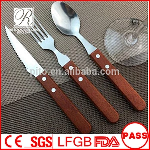 P&T Stainless steel cutlery, Wooden handle beef knife, Useful cutlery for restaurant