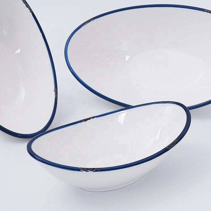 Oem Stock Ingots Shape Tableware Tapas Snack Salad Ceramic Bowl