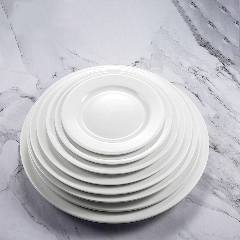 supplier white catering tableware porcelain ceramic plate set with knife