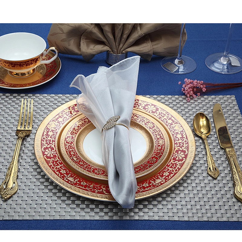 Great quality beautiful tableware oval dish hotel dinnerware Embossed gold red oval nordic ceramic plates porcelain