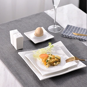 P&T Royal Ware wholesale white square ceramic wedding dinner plates for restaurant