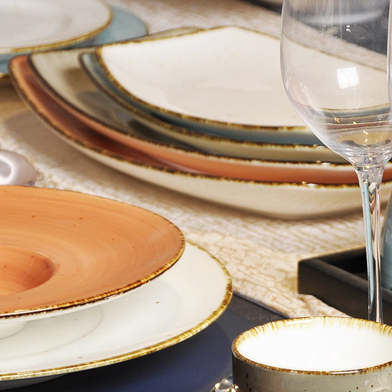 P&T hotel supplies porcelain unique design fine porcelain plates sets dinnerware ceramic,ceramic plate for wedding party