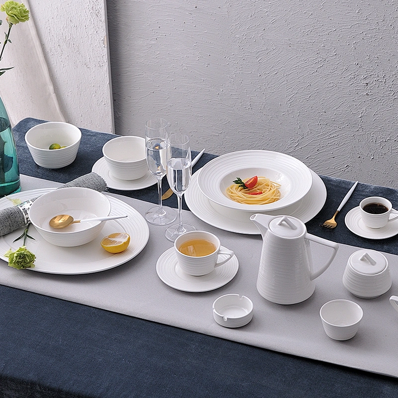 High Temperature Porcelain Tableware White Ceramics Dinner Set for Wedding Party
