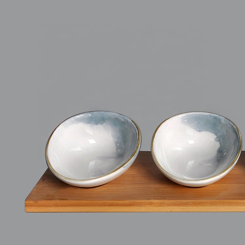 wholesale hotel unique small four porcelain snack dishes with bamboo tray