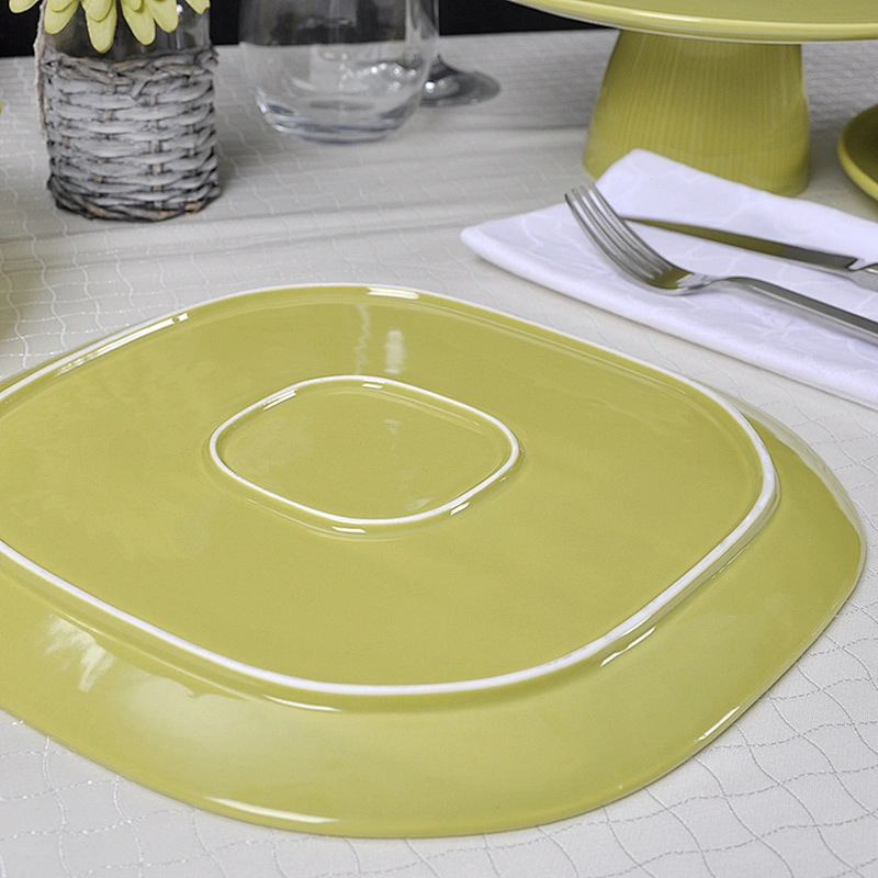P&T Hotsale High Quality China Manufacturer Square Shape Porcelain Dinner Set For Dishes Plates Ceramic Wedding