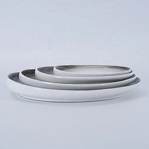 manufacturer grey edge porcelain catering restaurant plates sets dinnerware ceramic