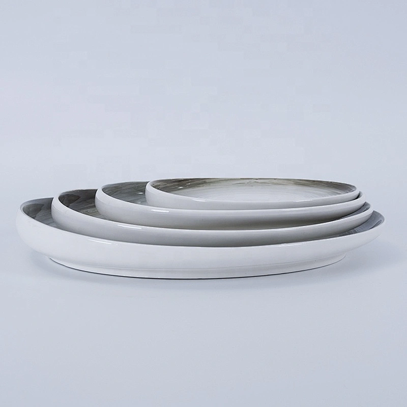 manufacturer grey edge porcelain catering restaurant plates sets dinnerware ceramic