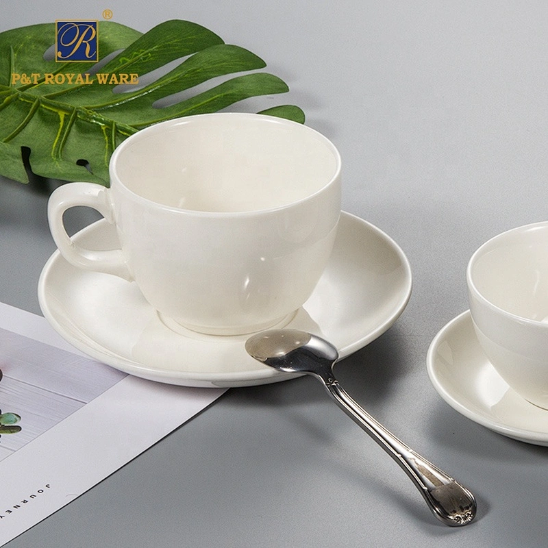 Custom logo white 240ml ceramic coffee mug cup