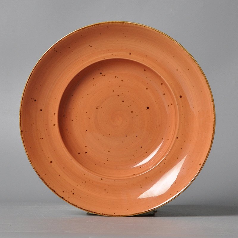 P&T on glazed color with pot ceramic porcelain dinner plate,free sample high temperature porcelain dishes plates ceramic