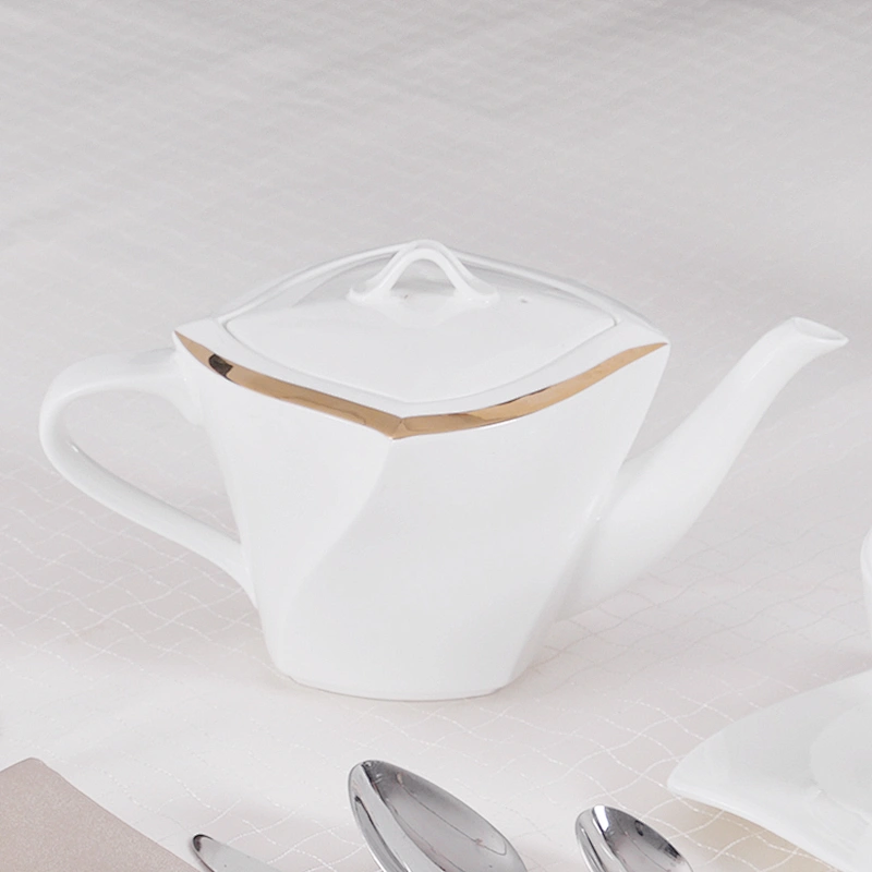 P&T Luxury Gold Plated Coffee set Ceramic Tea Pot, Royal Bone China Classic Coffee and Tea Set