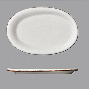 european white big porcelain ceramic oval dinner plates for banquet hall cafe and restaurant
