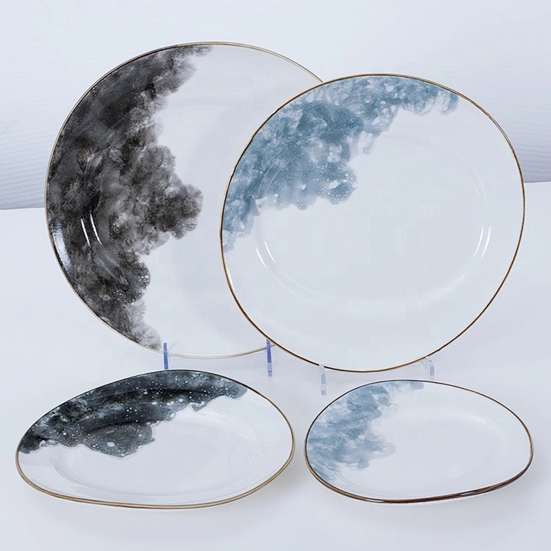 chaozhou manufacturer wholesale wide edge restaurant porcelain ceramic dinner plate