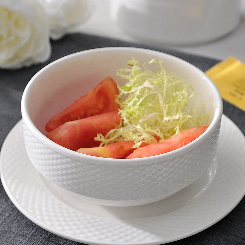 P&T Royal Ware white porcelain bowl set for cereal ceramic stackable cereal bowl with cup