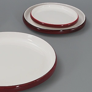 Manufacturer Modern Nordic Style Red White Flat Restaurant Dinner Plate Set