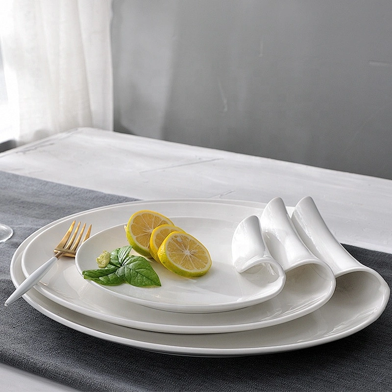 chaozhou catering restaurant hotel custom porcelain white round dinner plates for banquet
