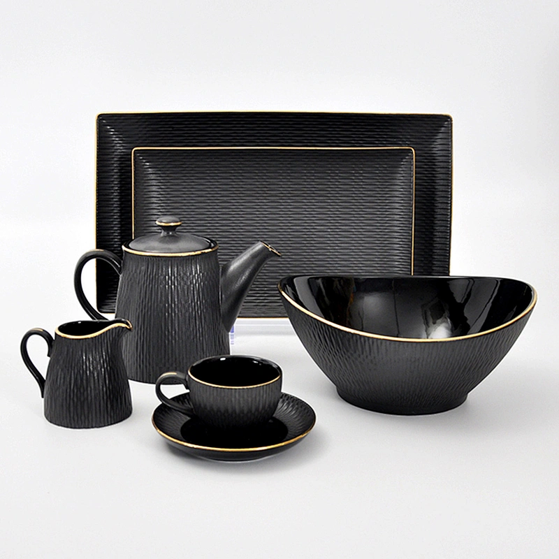 Latest Design Round Matt Black Stackable Restaurant Ceramic Cup Salad Bowl