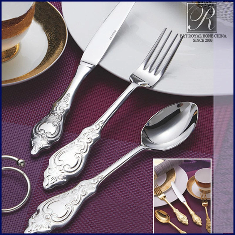 stainless steel silver and gold cutlery set