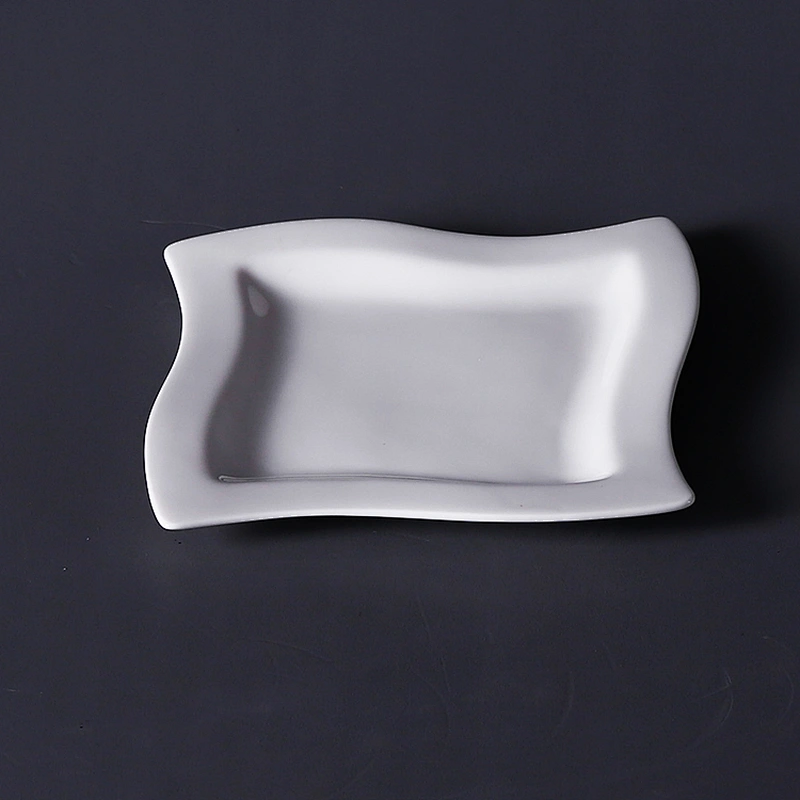 high quality eco-friendly ceramic square egg rolling tray small dish for restaurant