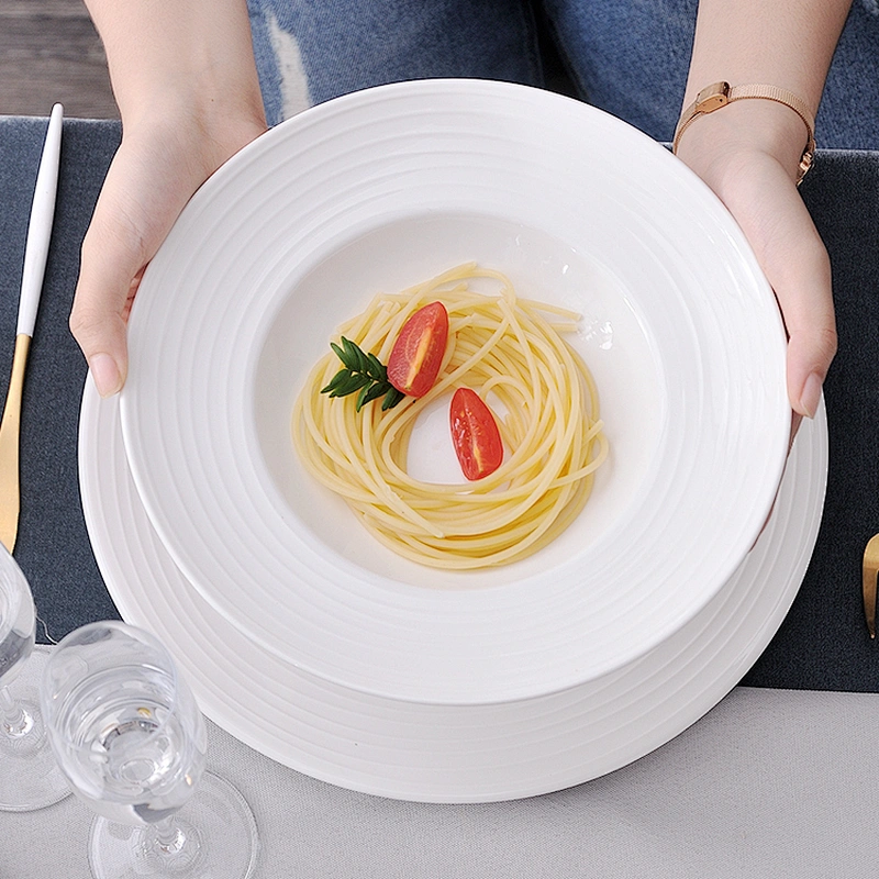 P&T Royal Ware Famous Brand Smooth On Glaze Soup Plate, China Hotel Ceramic Salad Plate~