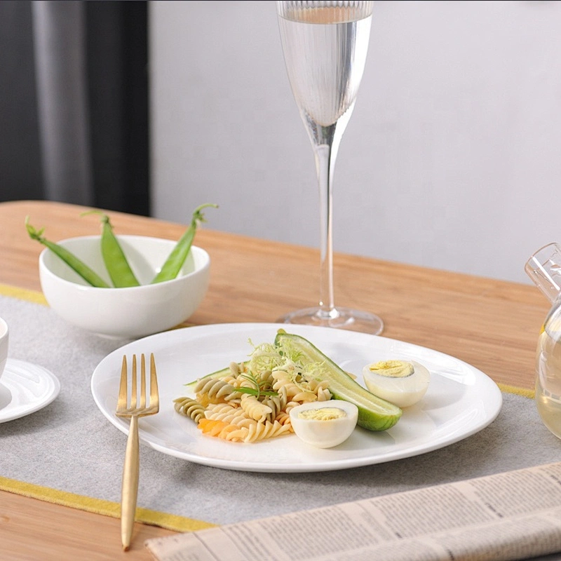 wholesale restaurant hotel dinnerware ceramic european style oval plain white bone china bowl