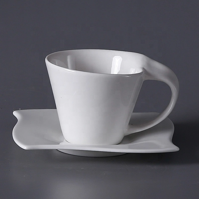 PITO Royal Ware White Ceramic Bone China Coffee Cups Mugs and Saucers