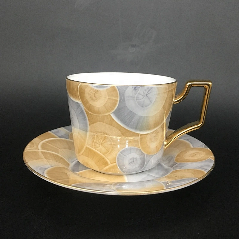 customized marble ceramic coffee cup and saucer bone china coffee tea pot set