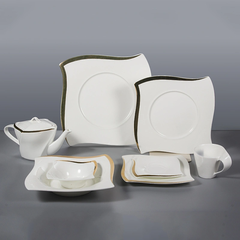 manufacturer P&T Royal Ware luxury white bone china wedding ceramic tea pot with gold rim