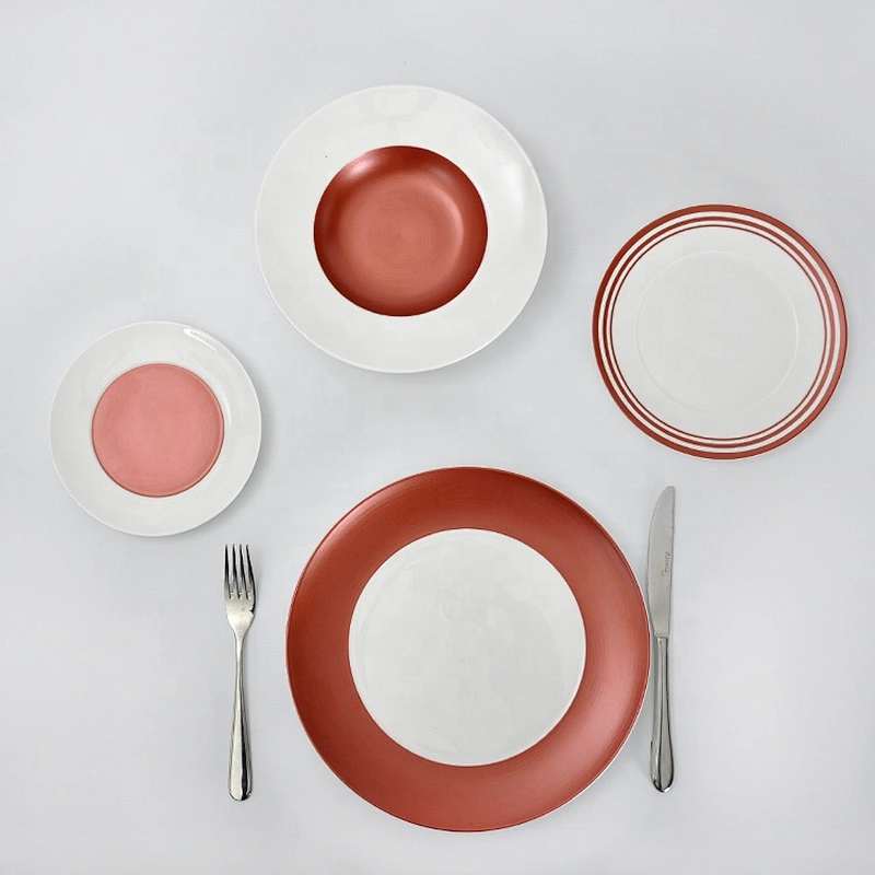 factory western catering banquet round white flat ceramic plate hotel restaurant plates for salad dessert