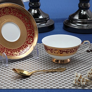 P&T Royal Ware factory restaurant hotel bone china ceramic cup with spoon
