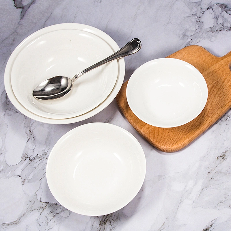 wholesale white hotel restaurant ceramic porcelain serving mixing salad ramen bowl set