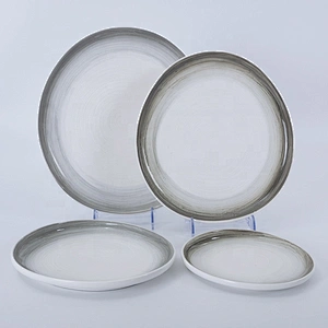 manufacturer grey edge porcelain catering restaurant plates sets dinnerware ceramic