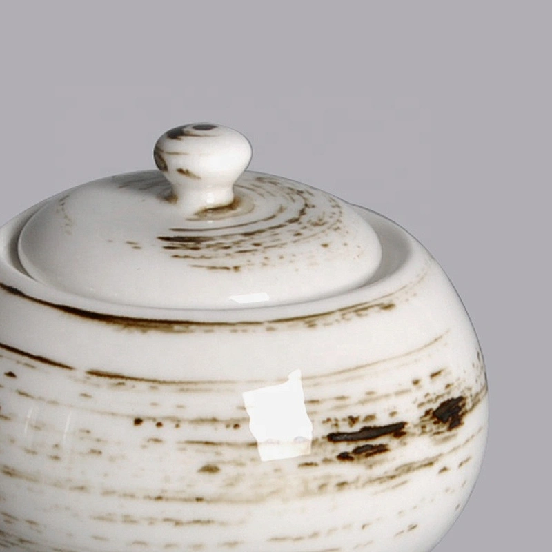 wholesale custom crockery porcelain ceramics sugar pot with lid