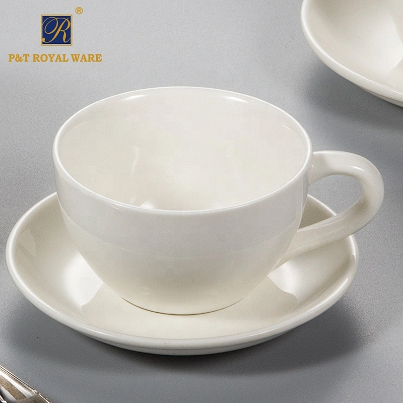 white 6 inch porcelain tea cup saucer