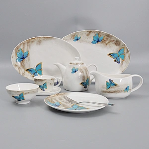 P&T  Hotel Vibrant Glazes Oval Plate, China Restaurant Porcelain Dinnerware