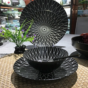 black round porcelain kitchen ceramic dinner plate set dishes dinner plates geometric