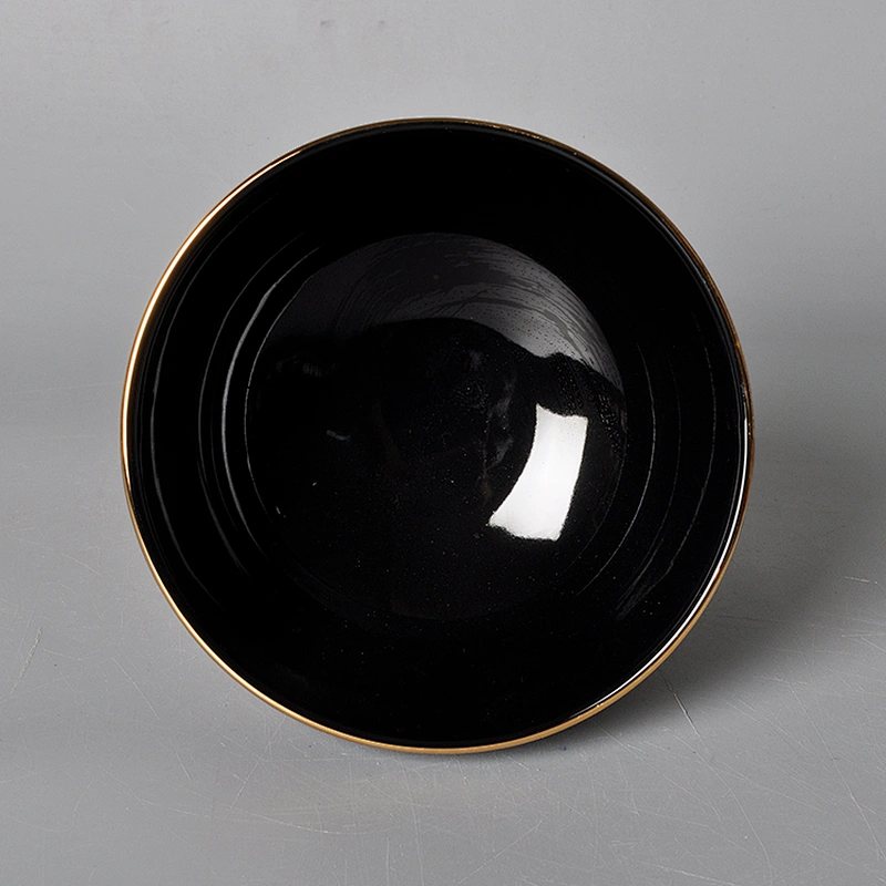 factory wholesale black ceramic soup bowl porcelain rice bowl restaurant hotel salad bowl