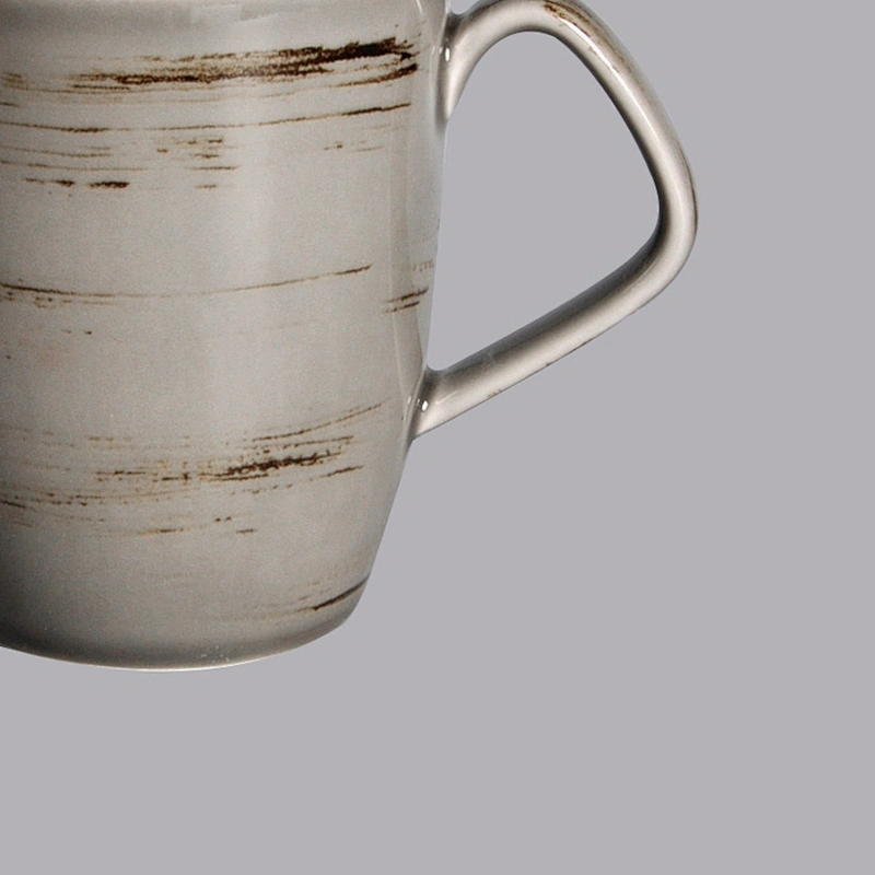 wholesale custom logo hotel fine grey glaze ceramic porcelain tea coffee mug