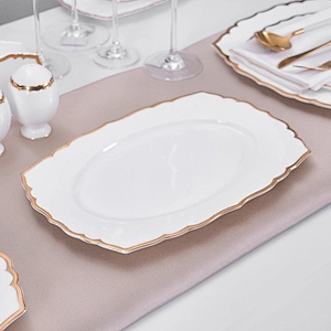 Hotel Luxury Ceramic Tableware Bone China with Gold Rim Fish Plate,Rectangular Plate for Dishes Plates Ceramic Wedding