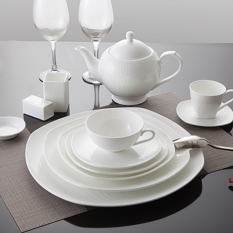 bone china factory Modern design handle ceramic dinnerware coffee pot white color porcelain teapot set