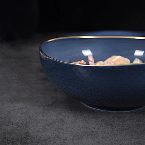 P&T Royal Ware Elegant New Design Bone China Dinnerware 6 inch Cereal Bowl  with Gold Rim