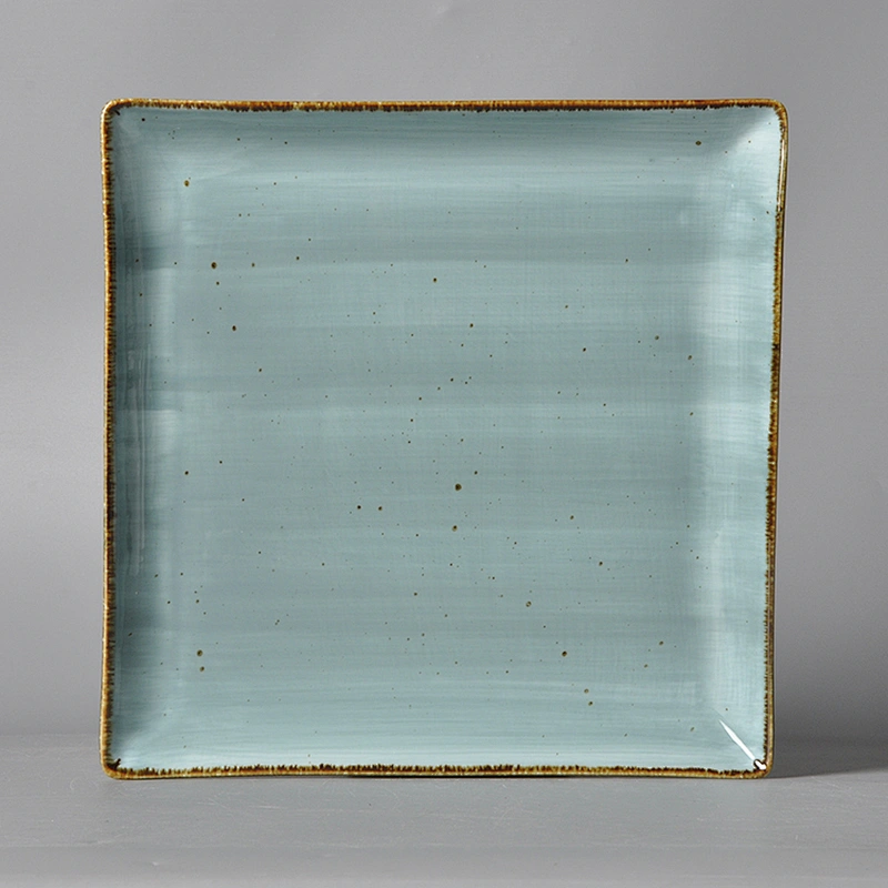 P&T Royal Ware 2020 Guangzhou in Style Most Hot Sale Square Ceramic Restaurant Hotel Table Top  Dinner Square Plate