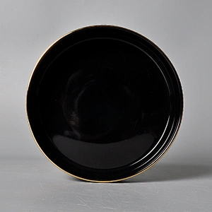 unique matte black porcelain catering hotel straight edge flat bottom bowl