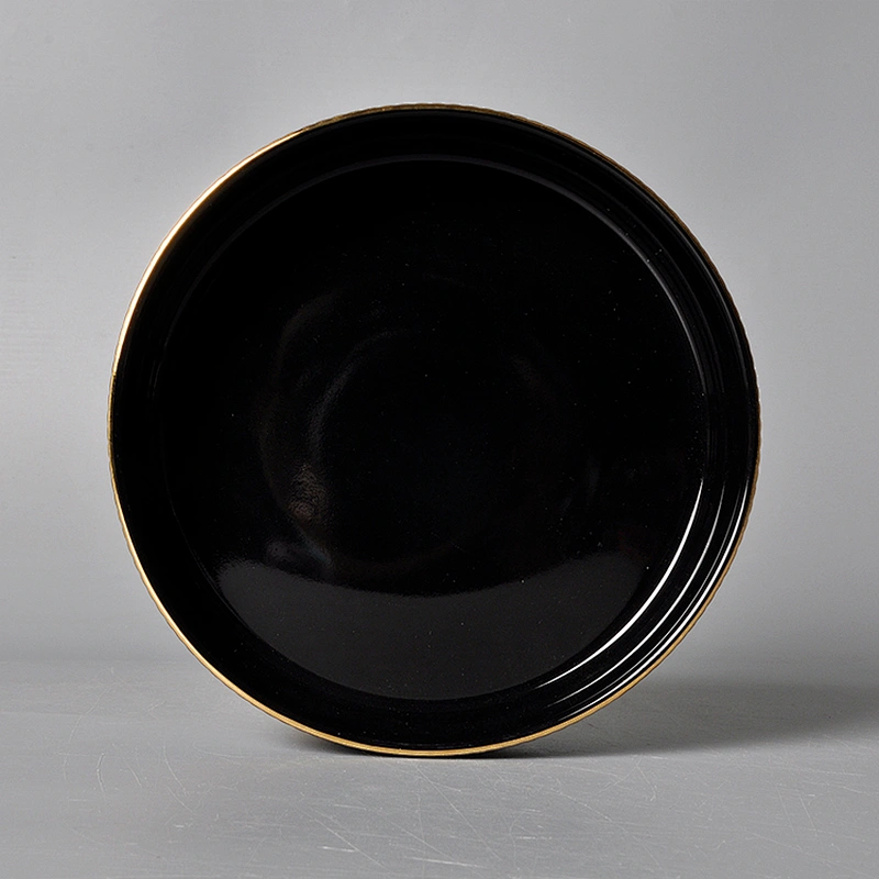 unique matte black porcelain catering hotel straight edge flat bottom bowl