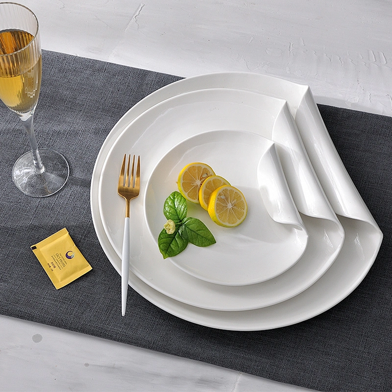 Royal Ware Round White Porcelain Catering Plates Ceramic Dinner Plates Sets Dinnerware for Restaurant