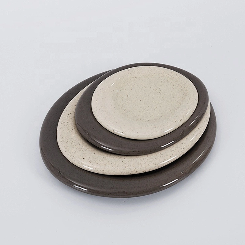 round vintage dinning catering restaurant ceramic plate set for steak meat